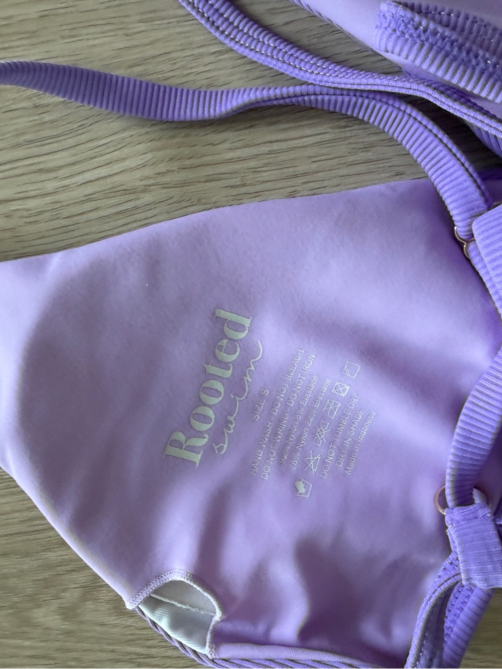Rooted swim purple lilac rubber cheeky triangle bikini set - Picture 3 of 4